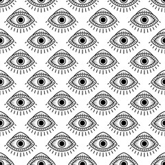 Seamless pattern with hand drawn eye, vector illustration