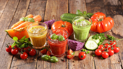 assorted of vegetable smoothie, juice or gazpacho