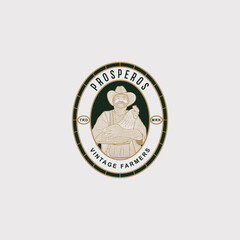 Vintage Farmer Logo Design Illustration