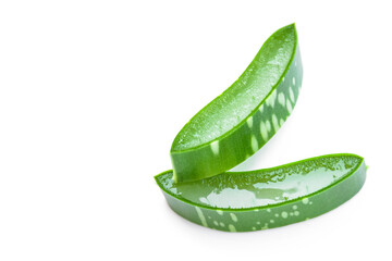 Aloe vera slice isolated on white background.