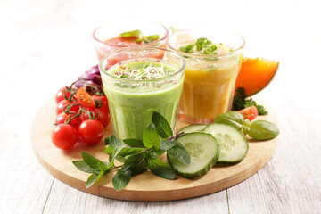 assorted of vegetable smoothie, juice or gazpacho