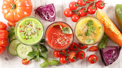 assorted of vegetable smoothie, juice or gazpacho