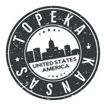 Topeka Kansas USA Stamp Logo Icon Symbol Design Skyline City.
