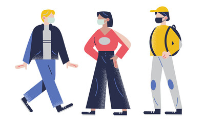 Young people wearing mask and protecting themselves from coronavirus infection