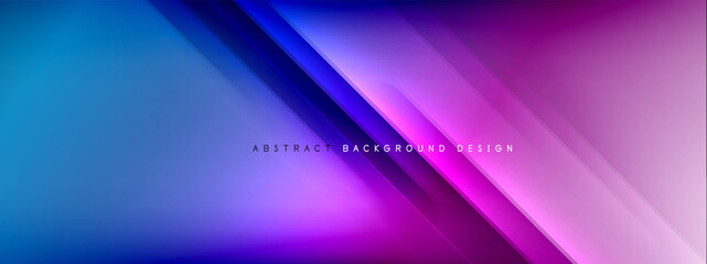 Fototapeta na wymiar Motion concept neon shiny lines on liquid color gradients abstract backgrounds. Dynamic shadows and lights templates for text