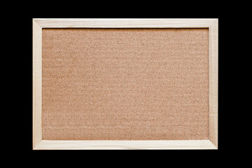Cork board isolated on dark background with clipping path.