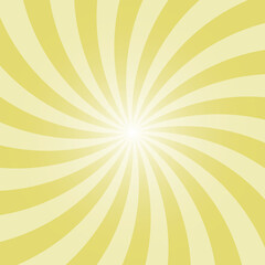 Straw yellow sunlight swirl rays background. Lemon yellow spiral burst wallpaper. Retro sunburst vector. Sun beam ray sunburst poster.