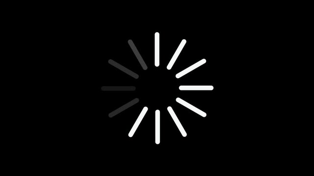 Loading symbol in the form of white blinking lines on a black background