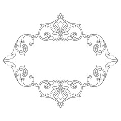 Vintage Ornament Element in baroque style with filigree and floral engrave the best situated for create frame, border, banner. It's hand drawn foliage swirl like victorian or damask design arabesque.