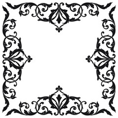 Vintage Ornament Element in baroque style with filigree and floral engrave the best situated for create frame, border, banner. It's hand drawn foliage swirl like victorian or damask design arabesque.