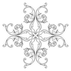 Vintage Ornament Element in baroque style with filigree and floral engrave the best situated for create frame, border, banner. It's hand drawn foliage swirl like victorian or damask design arabesque.
