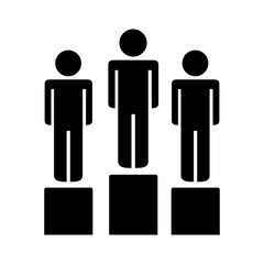 businessmen teamwork figures in podium silhouette style icon