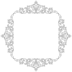 Vintage Ornament Element in baroque style with filigree and floral engrave the best situated for create frame, border, banner. It's hand drawn foliage swirl like victorian or damask design arabesque.