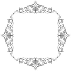 Vintage Ornament Element in baroque style with filigree and floral engrave the best situated for create frame, border, banner. It's hand drawn foliage swirl like victorian or damask design arabesque.