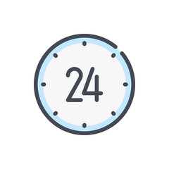 Time with 24 color line icon. Watch vector outline colorful sign.