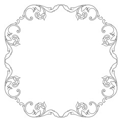 Vintage Ornament Element in baroque style with filigree and floral engrave the best situated for create frame, border, banner. It's hand drawn foliage swirl like victorian or damask design arabesque.