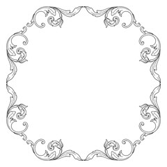 Vintage Ornament Element in baroque style with filigree and floral engrave the best situated for create frame, border, banner. It's hand drawn foliage swirl like victorian or damask design arabesque.