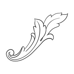 Vintage Ornament Element in baroque style with filigree and floral engrave the best situated for create frame, border, banner. It's hand drawn foliage swirl like victorian or damask design arabesque.