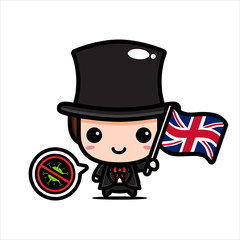 Vector design of the person holding the united kingdom flag with the Stop Corona Virus symbol