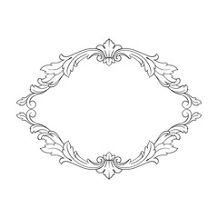 Vintage Ornament Element in baroque style with filigree and floral engrave the best situated for create frame, border, banner. It's hand drawn foliage swirl like victorian or damask design arabesque.