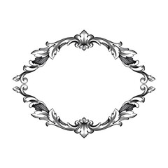 Vintage Ornament Element in baroque style with filigree and floral engrave the best situated for create frame, border, banner. It's hand drawn foliage swirl like victorian or damask design arabesque.