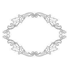 Vintage Ornament Element in baroque style with filigree and floral engrave the best situated for create frame, border, banner. It's hand drawn foliage swirl like victorian or damask design arabesque.