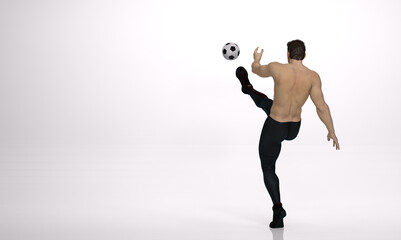 Fototapeta na wymiar 3D Render: A portrait of a young man as a soccer player