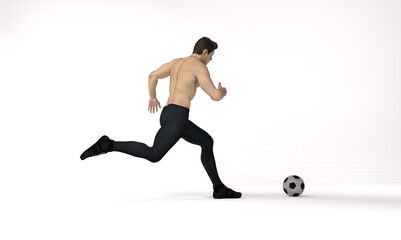 Fototapeta na wymiar 3D Render: A portrait of a young man as a soccer player