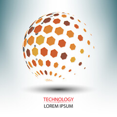 abstract polygon logo and network technology concept design