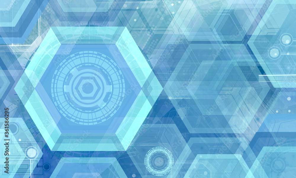 Poster abstract technology background with simple hexagonal elements.hexagon geometric design.