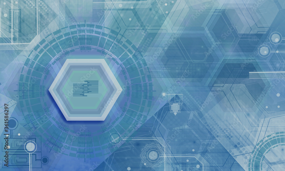 Poster abstract technology background with simple hexagonal elements.hexagon geometric design.