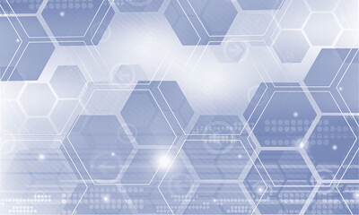 Grey hexagons on light blue background,abstract of tech innovation hexagon