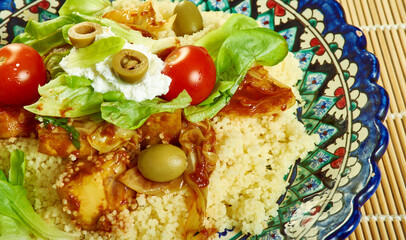 Harissa veg, goat's cheese and couscous salad