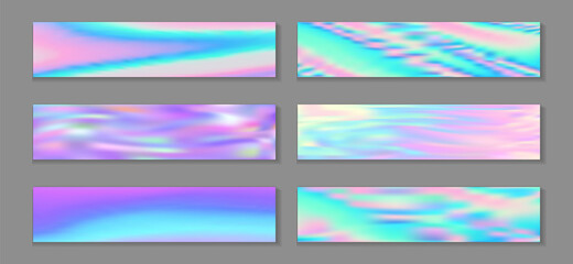 Hologram cosmic banner horizontal fluid gradient unicorn backgrounds vector collection. Silk 
