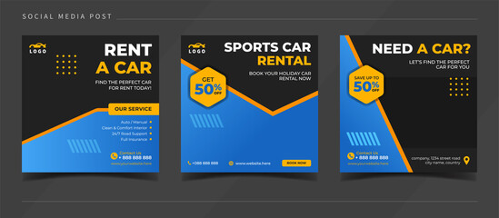 Car sale and rental banner for flyer and social media post template