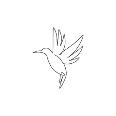 One continuous line drawing of cute hummingbird for company business logo identity. Little beauty bird mascot concept for conservation national forest. Single line draw vector design illustration