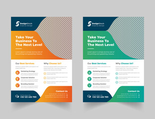 Corporate Business Flyer poster pamphlet brochure cover design layout background, two colors scheme,vector template in A4 size - Vector