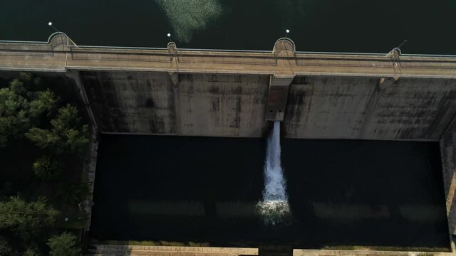 Dam of hydroelectric power plant in Spain. Aerial  Video