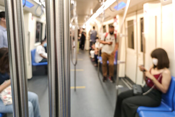 Fototapeta na wymiar Image of soft focus people on the subway