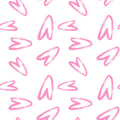 Pink hearts cute trendy seamless pattern with texture. Applicable for paper or textile print, web and other backgrounds.