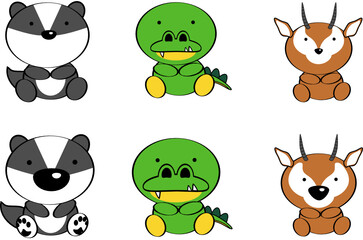 cute little baby animals kawaii cartoon set