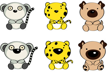 cute little baby animals kawaii character cartoon collection