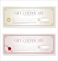 Certificate gift coupon template retro vintage design 
