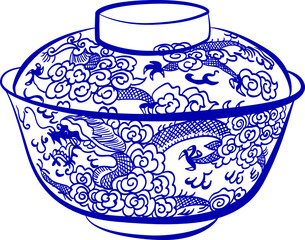 Pottery hand drawing vector, porcelain
