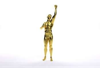 3D Render : an illustration of a male character model with gold texture