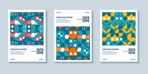 Retro Covers Template. Set of Colorful abstract Geometric cover for Presentation, Magazines, Flyers, Annual Reports, Posters and Business Cards.