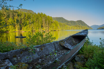 wooden relic canoe