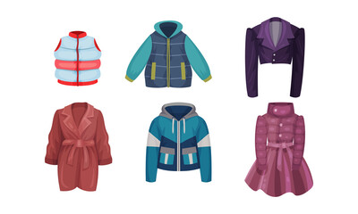 Autumnal and Winter Outerwear with Long Sleeved Clothing Items Vector Set © Happypictures