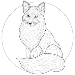 Fox.Coloring book antistress for children and adults. Illustration isolated on white background.Zen-tangle style.
Black and white drawing.