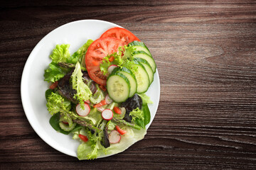 Plate of fresh and healthy salad